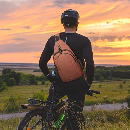 G4Free Sling Bag for Men and Women, RFID Blocking Crossbody Bag, Lightweight Sling Backpack for Travel, Hiking, Walking and Daily Use - color: Light Orange