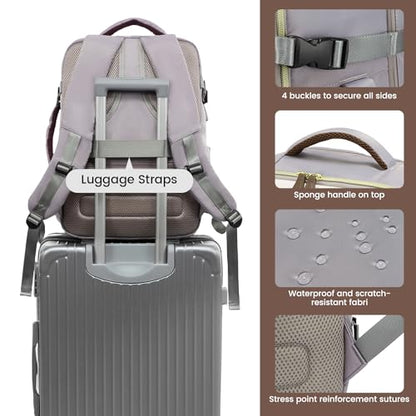 LOVEVOOK Travel Backpack for Women, 40L Carry On Backpack with 3 Packing Cubes,TSA Personal Item Travel Bag Airline Approved, Water Resistant Weekender Overnight Luggage Daypack, Fits 17 Inch Laptop - color: H-grey-beige-hkaki, size: Large - 17.3 Inch - 4
