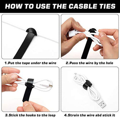 150PCS Reusable Cable Ties - 4+6+8+10inch Multi-Purpose Cable management Hook & Loop Cable Straps Wire Ties,Adjustable Fastening Cord Organizer,Cable Organizer for Home,Office and Data Centers,Black - size: 4"+6"+8"+10"(150 Pack)