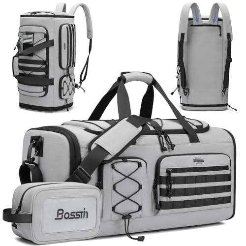 BOSSTIN Gym Bag for Men & Women, 45L-50L Expandable Sports Duffle Bag - color: Grey Checkered