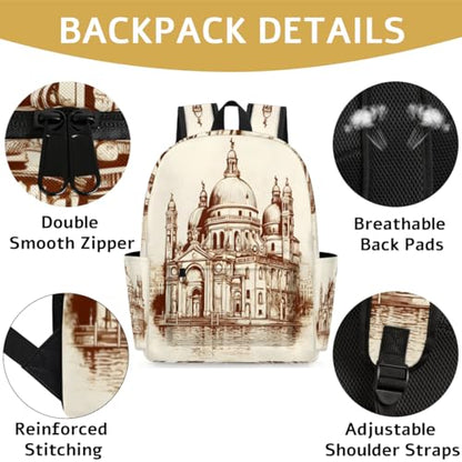 QsirBC Small Travel Backpack City Interesting Texture Casual Daypack Backpacks Lightweight Waterproof College Bookbags for Women Gift - color: City Interesting Texture