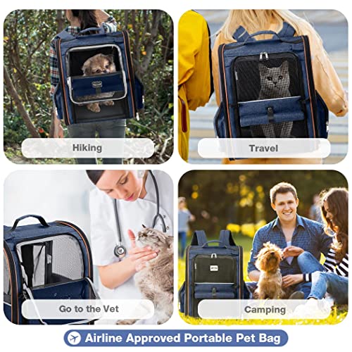 Extra Large Cat Backpack Carrier Expandable Pet Carrier Backpack for Small Dogs Medium Cats Fit Up to 18 Lbs, Dog Backpack Carrier, Foldable Puppy Backpack Carrier for Travel, Hiking,Blue - color: Blue