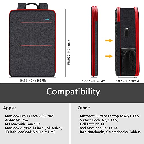 ZINZ Slim & Expandable Laptop Backpack Water Resistant Backpack Travel Backpack Compatible with MacBook Air/Pro/Neo 13-14 inch, XPS 13/14, Surface 13.5" and Most 13-14 Notebooks，B01RD01 - color: B01rd01, size: 13"-14"