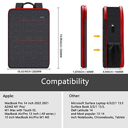 ZINZ Slim & Expandable Laptop Backpack Water Resistant Backpack Travel Backpack Compatible with MacBook Air/Pro/Neo 13-14 inch, XPS 13/14, Surface 13.5" and Most 13-14 Notebooks，B01RD01 - color: B01rd01, size: 13"-14"