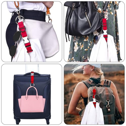 Wisdompro Jacket Gripper Strap, Add a Bag Luggage Straps Baggage Suitcase Belts Travel Accessories with Hook and D-Ring - Make Your Hands Free, Easy to Carry Your Extra Bags - Red - color: Red