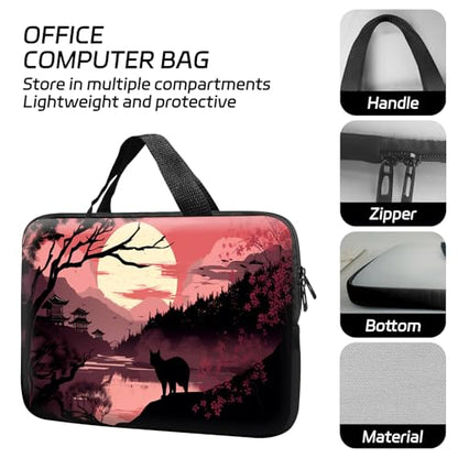 14 15 15.4 15.6 inch Laptop Handle Bag Computer Bag, Pouch Holder Notebook Sleeve Cover Soft Case Compatible for Dell,Lenovo,Toshiba HP, Asus Notebook-Black Cat in The Sunset - color: Black Cat in the Sunset