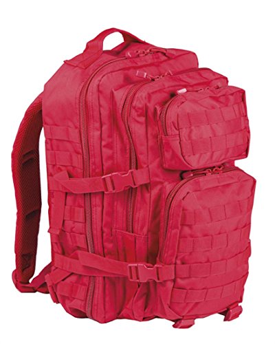 Mil-Tec Unisex Assault Pack - Rugged Durable Lightweight Ergonomic Versatile Tactical Outdoor Camping Hiking Backpack with Adjustable Padded Shoulder Straps & MOLLE Loops, Red, 36L - color: Red, style: 36l