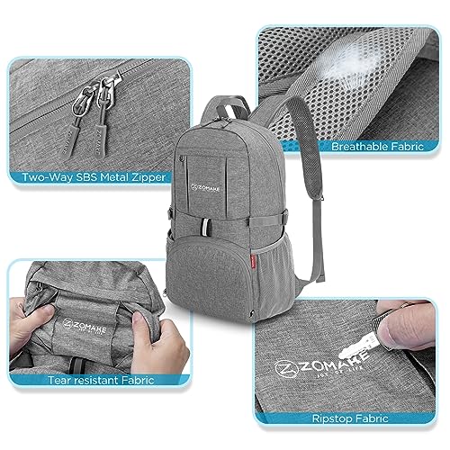 ZOMAKE Ultra Lightweight Packable Backpack 25L,Small Foldable Backpacks Hiking Water Resistant Collapsible Daypack for Women Men(Grey-C1) - color: Grey-c1, size: 25L