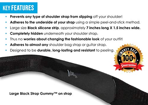 Prevent Strap Slips - The ORIGINAL Non Slip Shoulder Strap Grip Strips – Set of Large Black or Small Semi-Clear - color: Large Black & Small Semi-clear