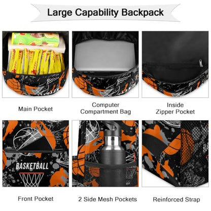 Basketball Backpack and Travel Mug Sport Water Bottle For Boys Girls & Basketball Lover