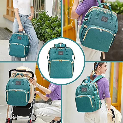 ANWTOTU Baby Diaper Bags with Changing Station,Waterproof Diaper Bag Backpack for Moms Dads with USB Charging Port,Large Capacity Multifunctional Baby Essentials(Green) - color: Green