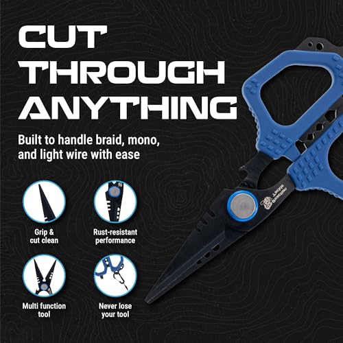 Reaction Tackle 7pc Fishing Tool Kit with Fillet Knife & Sharpener – Stainless Steel Fishing Pliers, Braid Scissors, Floating Fish Lip Gripper, Hook Remover, Lanyard – Freshwater & Saltwater Gear