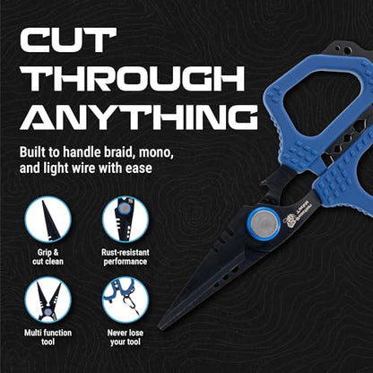 Reaction Tackle 7pc Fishing Tool Kit with Fillet Knife & Sharpener – Stainless Steel Fishing Pliers, Braid Scissors, Floating Fish Lip Gripper, Hook Remover, Lanyard – Freshwater & Saltwater Gear