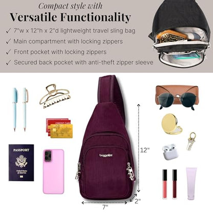 Baggallini Securtex Anti-Theft Daytripper Sling - color: Mulberry