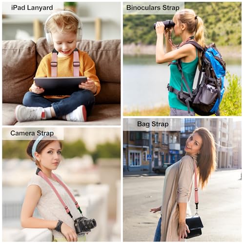 FIEIL Universal Shoulder Strap, Neoprene Padded Bag Strap with Double Adjustable Buckles, Comfortable Neck Lanyard for Camera, Cellphone Tablet,iPad, Laptop, Binocular, Luggage Bag(Peach Pink) - color: Peach Pink