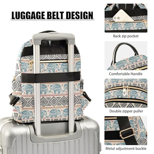 Women Fashion Backpack Purse Ethnic Elephant Rucksack, S - color: Ethnic Elephant, size: Small