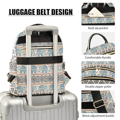 Women Fashion Backpack Purse Ethnic Elephant Rucksack, S - color: Ethnic Elephant, size: Small