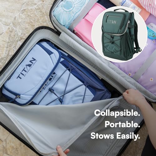 Titan Deep Freeze Ice Wall Backpack Cooler 30 Can Cooler Bag with Ice Packs - color: Deep Forest Green
