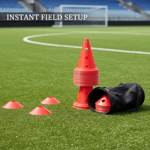 Stackable Sports Training Cone, Durable PE Agility Marker with 11.8" Base for Soccer & Field Drills, Red (1 Pack)