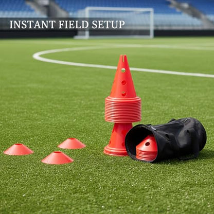 Stackable Sports Training Cone, Durable PE Agility Marker with 11.8" Base for Soccer & Field Drills, Red (1 Pack)
