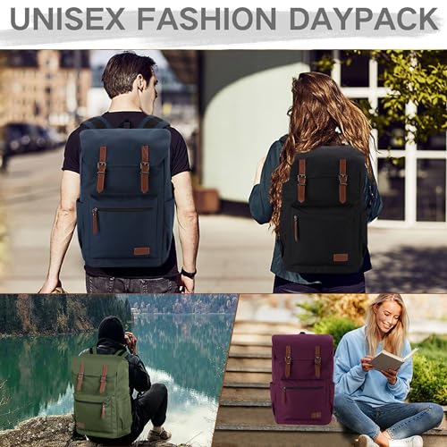 VASCHY Backpack for Men, Water Resistant High School Backpack Travel Carry-on Anti-theft Casual Daypack for Work Business Hiking Black - color: Black