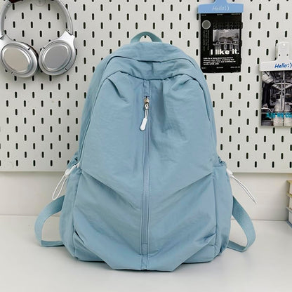 Women Solid Color Backpack Large Capacity Multi Pockets Daypack with Compartments Cute Lightweight Backpacks - color: Blue