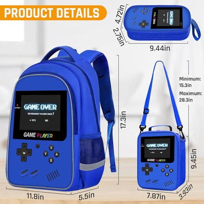 TILYTADLY School Backpack For Boys - Gamer Boys Backpack For Kids Children Teens Elementary Middle School - Ages 6-18，17″ - color: 2-blue-set1