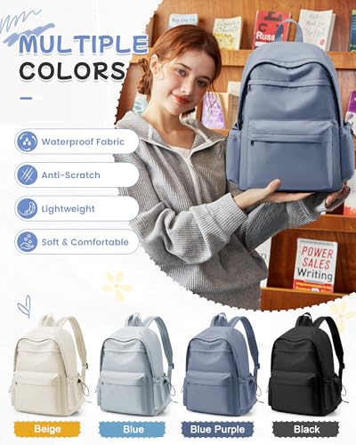 BJLFS Dark Blue Backpack for School Women Girls, Waterproof Bookbag Cute High School Backpackss for Men Teen Boys, Lightweight Travel College Backpack Mochilas Escolares para Casual Daypack Rucksack - color: Blue