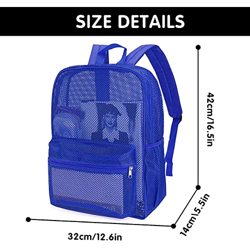 MCWTH Heavy Duty Mesh Backpack, See Through School College Student Mesh Bookbag (Blue) - color: Blue