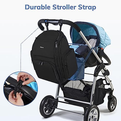 Mancro Backpack Diaper Bag, Waterproof Boy Travel Bag for Dad and Men, Large Multi-Function, Many Pockets, Lightweight, Stylish Diaper Backpack, Black - color: Black