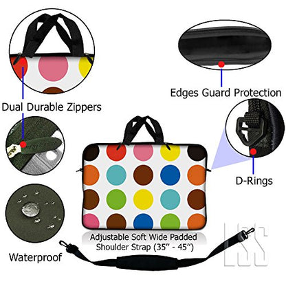 Laptop & Macbook PRO Sleeve Bag Carrying Case w/Handle & Adjustable Shoulder Strap & Matching Skin Sticker & Mouse Pad Fits 15" 15.4" 15.6" Polka Dots - color: Polka Dots, size: 15 inch