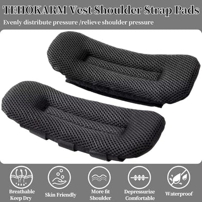 Tactical Shoulder Strap Pads, 2 Pack, Black Nylon, 3" Width, for Backpack and Vest Straps