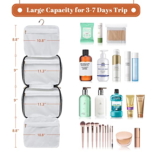 Bosidu Hanging Travel Toiletry Bag,Large Capacity Cosmetic Travel Toiletry Organizer for Women with 4 Compartments & 1 Sturdy Hook,Perfect for Travel/Daily Use/Christmas - color: Z-Black