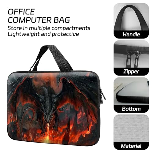 14 15 15.4 15.6 inch Laptop Handle Bag Computer Bag, Pouch Holder Notebook Sleeve Cover Soft Case Compatible for Dell,Lenovo,Toshiba HP, Asus Notebook-Fire-Breathing Dragon - color: Fire-Breathing Dragon