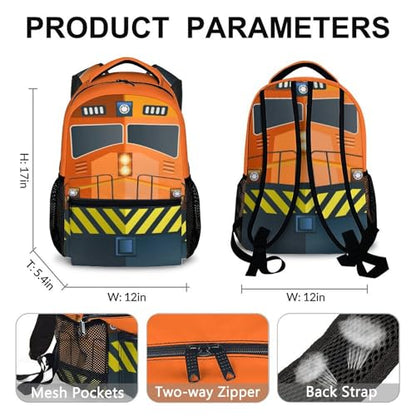 Train School Backpack Gifts for Kids Boys Students, Back to School Essentials Gifts, 17" Lightweight Train Bookbag with Adjustable Straps for Kindergarten Primary Elementary - color: Color 17