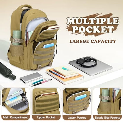 Camo Backpack for Boys, Tactical Boys Backpack with Lunch Box Pencil Case, Kids Backpacks with USB Charging Port, Military Army School Bookbag for Teen Boy Elementary Middle High School Camp - color: Brown