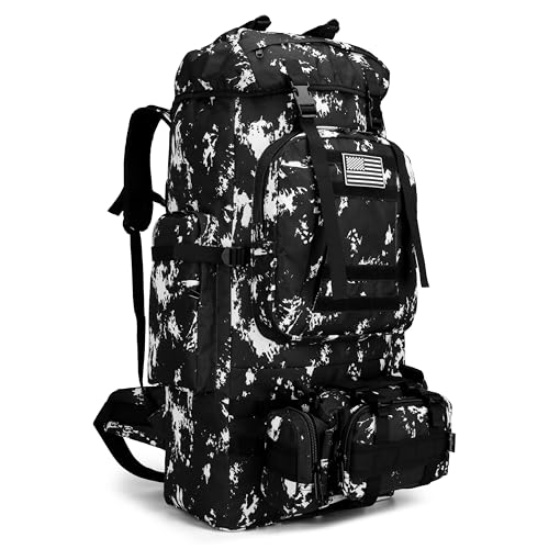 King'sGuard 100L Camping Hiking Backpack Molle Rucksack Military Camping Backpacking Daypack (Black Lighting) - color: Black Lighting
