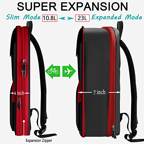 ZINZ Laptop Backpack 15 15.6 16 Inch, Expandable Computer Rucksack with Multi-Pockets Anti-Theft Travel Daypack for Men and Women,Black&Red - color: B01rd01