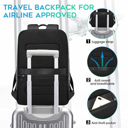 FUTURE AESTHETICS Business Smart Backpack Waterproof for women,men,Fight Approved Durable Backpack suitable as overnight and travel backpack (Grey) - color: Grey