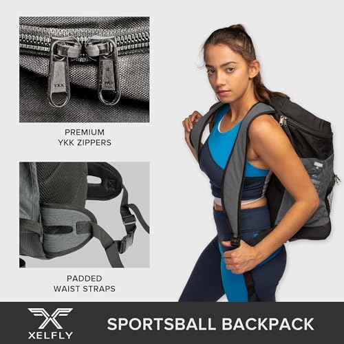 Xelfly Basketball Backpack with Ball Compartment - color: Gray