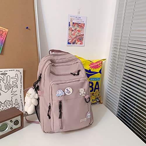 GAXOS Cute Aesthetic Backpack for School Girls Middle Student Bookbag - color: Pink2