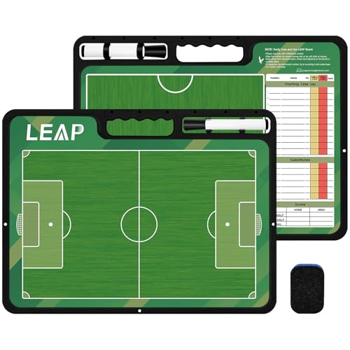 LEAP Coach Board Premium Tactical Clipboard Two Sides with Full & Half Court Dry Erase Marker Board for Basketball, Baseball, Soccer, Football, Hockey - color: Hand Held-Soccer Board