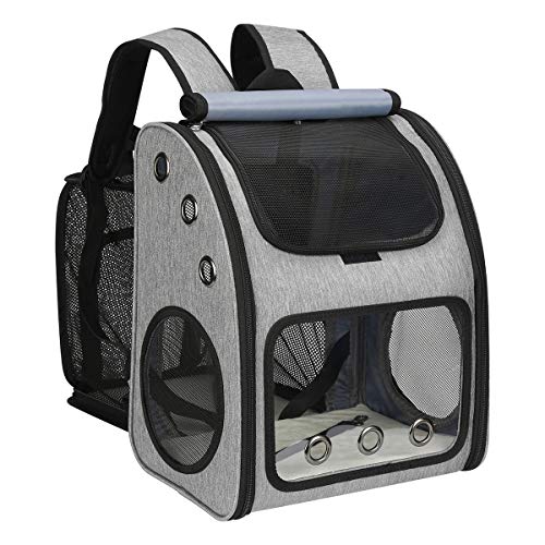 Expandable Cat Carrier Backpack, Large Space,Airline Approved, XL | Pet Backpack Carrier for Small Cats & Dogs up to 25 lbs, Travel Backpack for Hiking/ Vet, 4 Entrances, Breathable Ventilated - color: Grey-XL