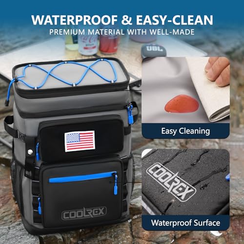 Large Backpack Cooler 36 Can Cooler Backpack with 2 Insulated Compartments Leak Proof Waterproof Travel Backpack, Camping Beach Picnic Lunch Thermal Bag for Women and Men - color: Gray