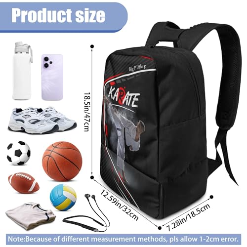 Boxing Dart Lightning Karate Baseball Sport Backpack Shoe Compartment Equipment Bags Gym Teenager Inner Pocket School Ball (Karate Design) - color: Karate Design