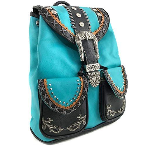 Zelris Western Country Floral Buckle Rucksack Backpack (Turquoise) - color: Turquoise