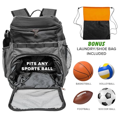 Xelfly Basketball Backpack with Ball Compartment - color: Gray