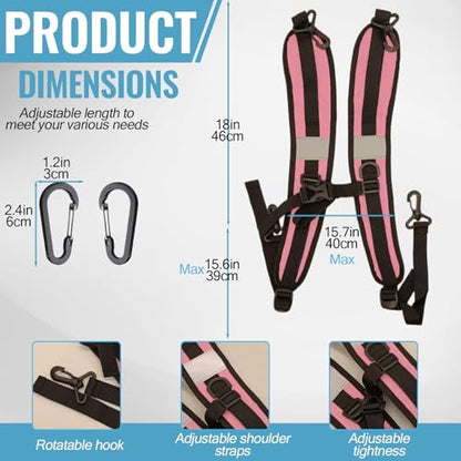 PAASTAl Backpack Straps,Relacement Adjustable Padded Shoulder Straps for Bag, with Metal/Plastic Clips. - color: Pink Plastic