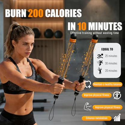 2026 New Ropeless Battle Ropes Adjustable Weight - Weighted Cordless Battle Ropes for Home Gym, with Non-Slip Handles, Heavy Portable Battle Sticks
