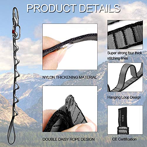 DASKING 23KN (5070 lbs) Heavy Duty Straps - 2 Pack Adjustable Daisy Chain Webbing for Aerial Yoga, Hammock, Fitness & Rigging - CE/EN566 Certified, Red/Grey - color: Grey